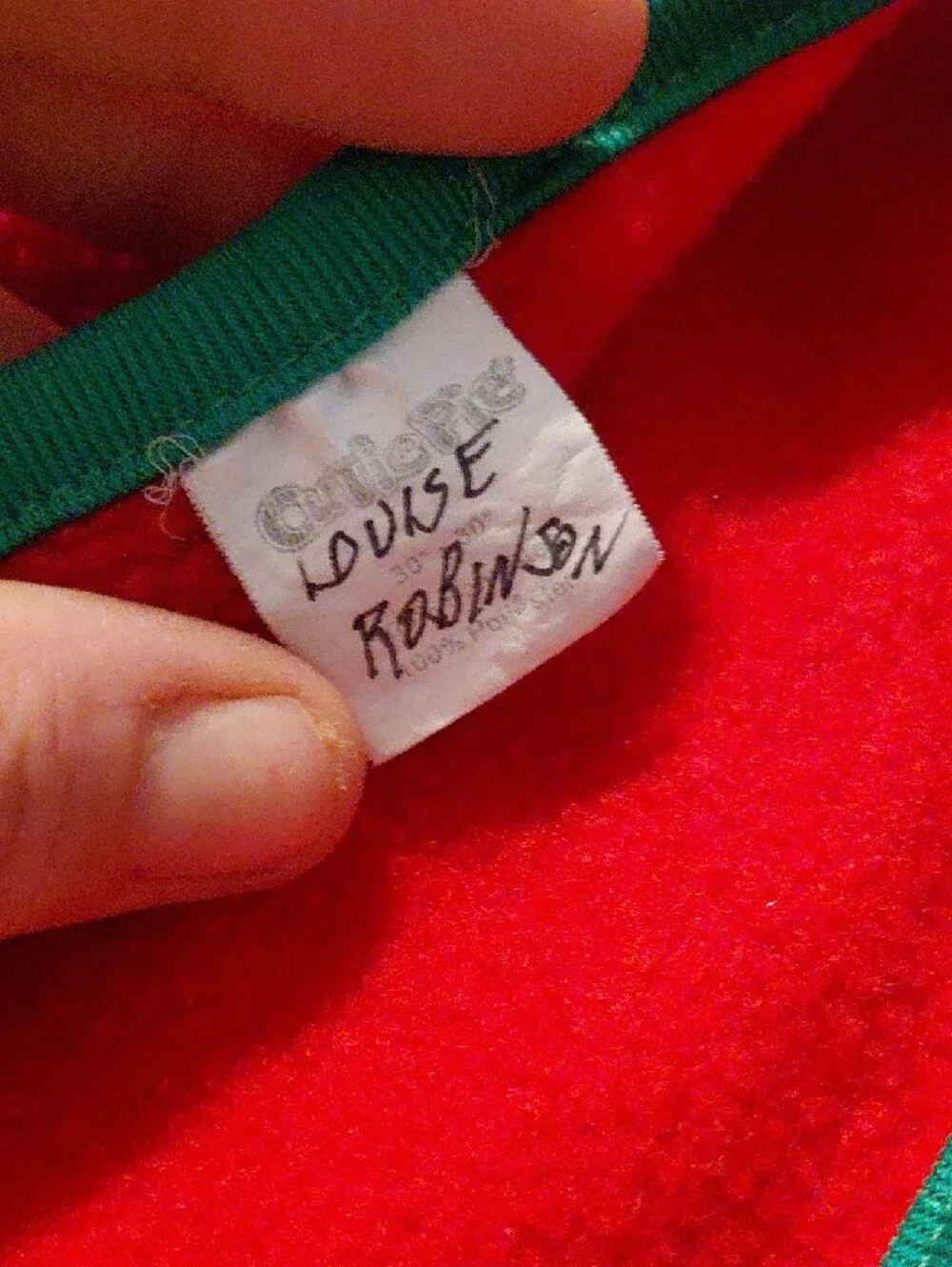 Children's Place Red Bib with Santa Applique and Green Trim
